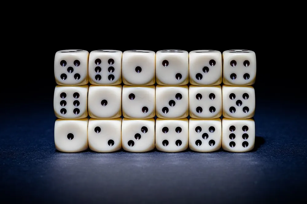 Dice arranged in rows - color game perya technique